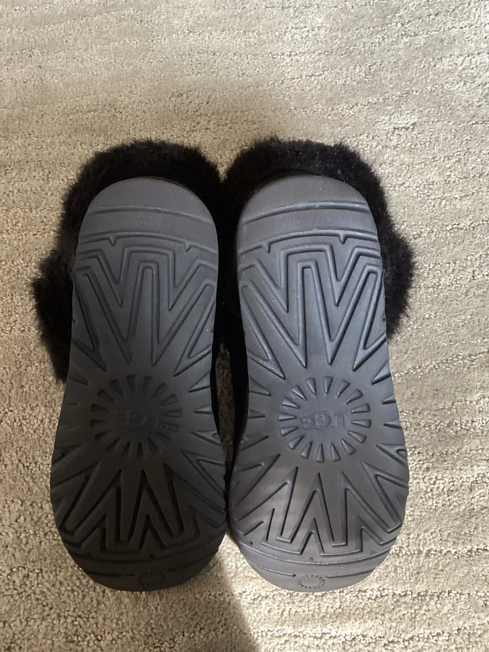 UGG Black Suede Fur-Trim Short Winter Boots